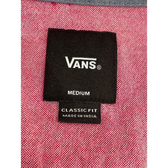 Vans Men’s Collared Short-sleeved Button Up Red Shirt. Size medium. - Picture 5 of 7